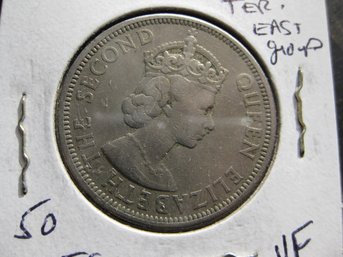 1955   BRITISH  EASTERN CARRIBEAN TERRITORY  50 CENT COIN -  VF