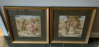 Beautiful Pair Of Vintage Tapestry Pictures