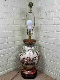 Vintage Frederick Cooper Chinoiserie Asian Hand Painted Palm Trees & Monkeys Table Lamp