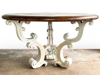 A Stunning Hollywood Regency Dining Table With Thick Mahogany Top