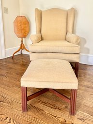 Classic Upholstered Wing Chair And Ottoman