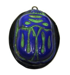 Great Larger Art Deco Czech. Opaque Glass Scarab Pendant 2 1/4'