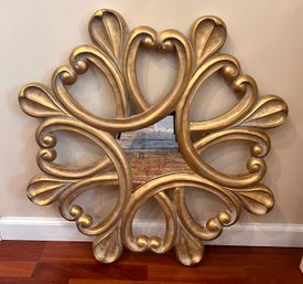 Ornate Gold Tone Hanging Wall Mirror