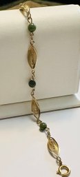 VINTAGE 12K GOLD FILLED SMALL JADE BEAD BRACELET