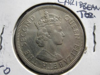 1955   BRITISH  EASTERN CARRIBEAN TERRITORY  50 CENT COIN -  XF