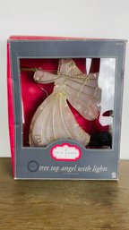Corded Tree Top Lighted Gold Toned Angel