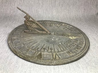 Fabulous Brass / Bronze Sundial - FLORA / FAUNA - INCREDIBLE PATINA ! - Has Wonderful Motto - Ill Put In Post