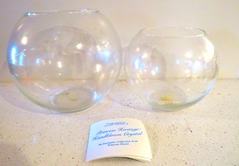 Vintage Princess House Pair Of Round Glass Vases New In Box