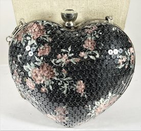 Vintage Floral Pattern Heart Shaped Evening Bag Purse By Amici