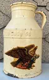 Vintage Antique American Eagle Jug Pitcher - Metal - Western United - CHGO 50 - Patriotic Decal - 10.25 In H