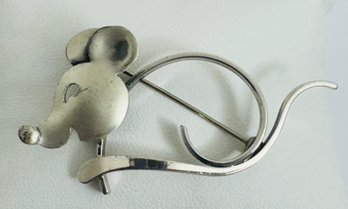 VINTAGE BEAU STERLING SILVER MOUSE BROOCH