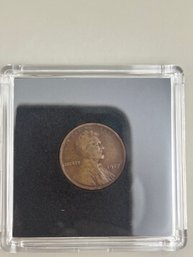 1 Beautiful 1917 Wheat Penny In Plastic Case