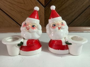 Vintage Santa Candle Stick Holders