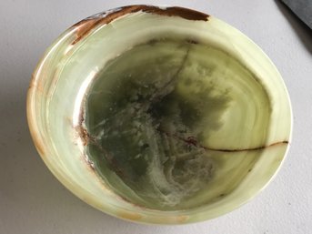 Natural Green Onyx Gem Stone Bowl, 6 Inch Diameter, 2 Inch High