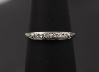 Antique 18k White Gold 5 Diamond Intricate Design Ring