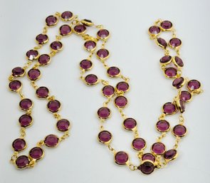 36' SWAROVSKI GOLD TONE PURPLE CRYSTAL NECKLACE