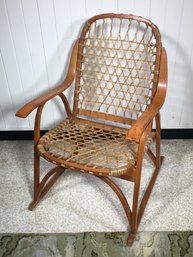 Beautiful Vintage Bentwood / Rawhide SNOW SHOE CHAIR - Great Cabin / Adirondack Decor - Great Condition !