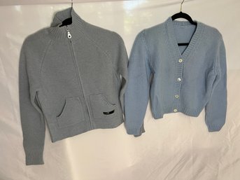 Two Powder Blue Sweaters, One Wool & One Cashmere