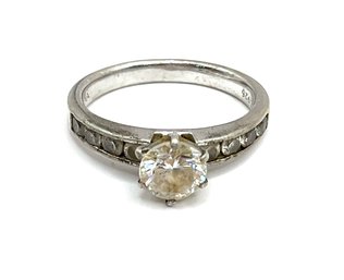 Sterling Silver Clear Stones Ring, Size 6