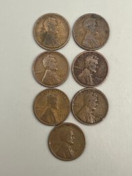 7 Beautiful Wheat Pennies 1920, 1921, 1924, 1925, 1926, 1927, & 1929