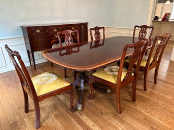 STUNNING Chippendale Style Councill Craftsmen Mahogany Double Pedestal Dining Table