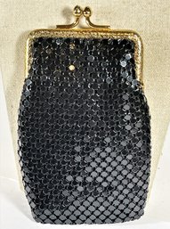 Vintage Black Mesh Gold Tone Framed Change Purse