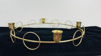 Vintage Brass Round 4 Candle Holder Table Center Piece
