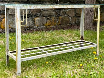 A Vintage Art Deco Cast Iron Glass Top Console