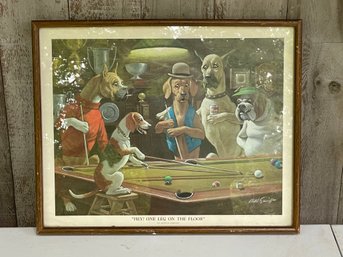 Dogs Playing Pool Framed Print