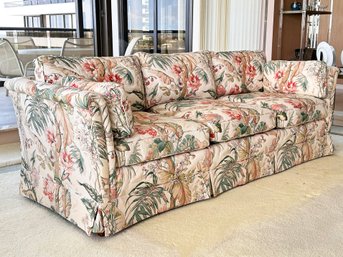 A Vintage Sofa In Tropical Print By Ray O'Donnell Interiors  - And Oh! What Legs Are Underneath That Skirt!