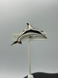 Vintage Dolphin Pin/ Brooch In Sterling Silver