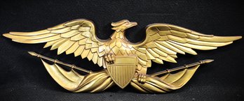 Vintage 27' Gold Federal Eagle Holding Shield Wall Hanging From Sexton