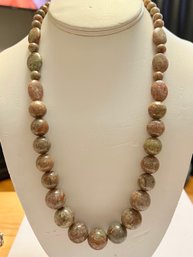 SIGNED JAY KING DTR STERLING SILVER JASPER GRAUATED BEAD NECKLACE