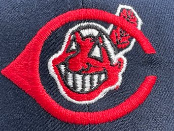 Vintage ROMAN PRO Cleveland Indians Wahoo & C Logo Hat Leather Band Fitted Size 7-3/8