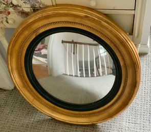 Gold Round Wall Mirror W/Beaded Accent