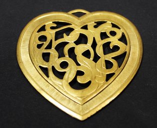 Antique Celtic Designer Gold Tone Heart Shaped Pendant