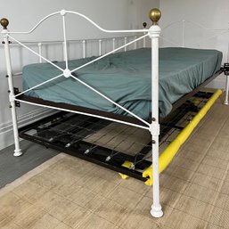 A Metal Wrought Iron Twin Day Bed With Trundle