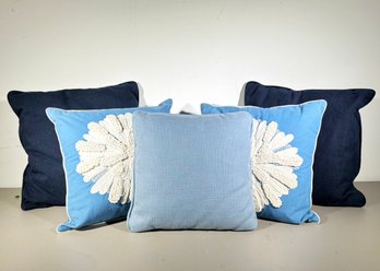 A Group Of 5 Luxe Throw Pillows - Some Down