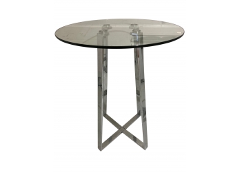 Fabulous Art Deco Glass And Chrome High Top Bistro Table