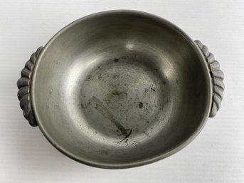Antique Pewter Bowl With Handles