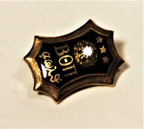 Small 10K Gold And Diamond Enamel Lapel Pin