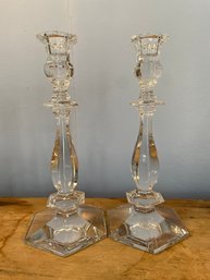 Pair Of Tiffany & Co Crystal Candlestick Holders 9.5