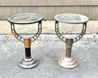 Pair Of Repurposed Vintage Industrial Water Heater Stand Side Tables