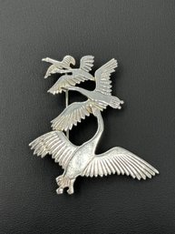 Rare Aidan J Breen 'Flying Swans, Children Of Lir, Ireland' Sterling Silver Pin