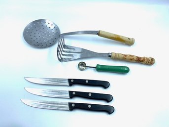 Assorted Kitchen Utensils Etc Including 3 Wusthof Dreoizack Of Germany Knives