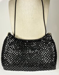 Vintage Black Mesh Evening Bag Or Purse With Strap