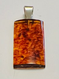 SIGNED JAY KING DTR STERLING SILVER AMBER PENDANT