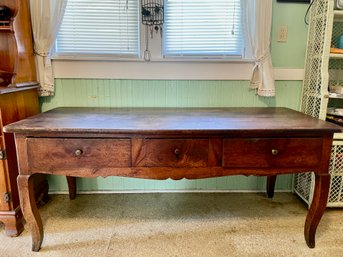 Gorgeous  1700' French  Made Country Table/bench With Three Deep Drawers.