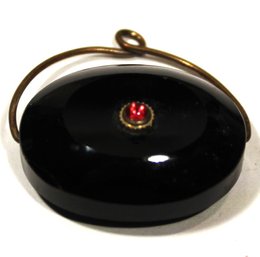 Victorian Larger Sized Black Onyx And Red Stone Gold Filled Watch Fob