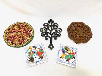 Vintage Trivets/hot Plates Including Holiday